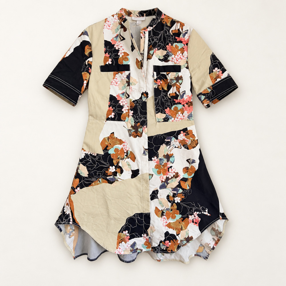 3.1 Phillip Lim for Target Floral Patchwork Zip Shirt Dress High Low M